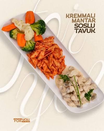 Çıtır kremalı mantar soslu makarna tavuk menü